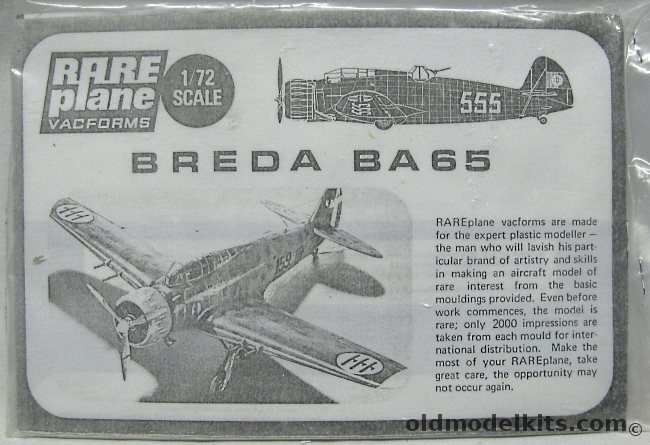 Rareplane 1/72 Breda BA-65 - Bagged plastic model kit